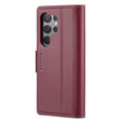 Case for Samsung Galaxy S24 Ultra, ERBORD Glossy Litchi, wallet with flap, red
