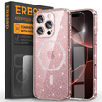 Case for iPhone 16 Pro Max, ERBORD Glitter MagSafe, pink + Screen Glass