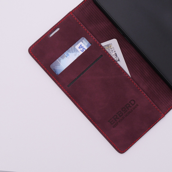Case for Oppo A78 5G, ERBORD Vintage, wallet with flap, red