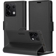Case for Xiaomi Redmi Note 13 5G, ERBORD Glossy Litchi, wallet with flap, black