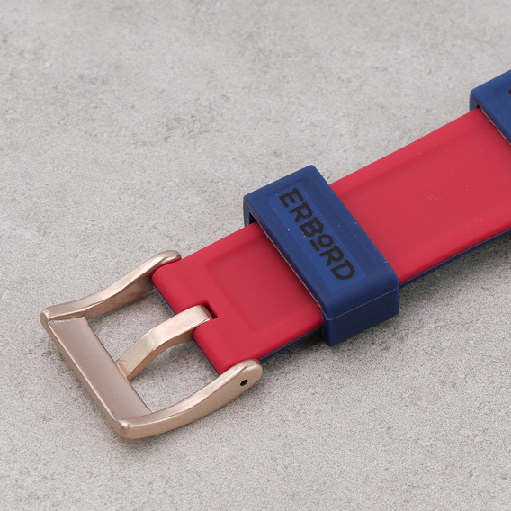 Pasek Silikonowy ERBORD Uniwersalny 20mm, Dual Color, niebieski / czerwony / różowo złota