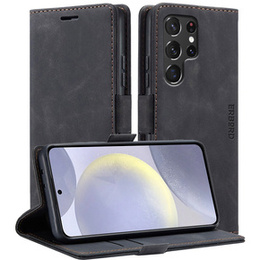 Case for Samsung Galaxy S24 Ultra, ERBORD Vintage, wallet with flap, black