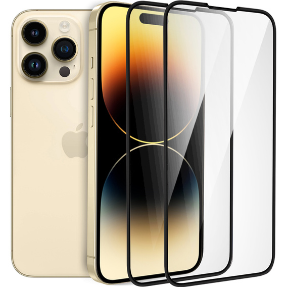 2x Tempered Glass for iPhone 14 Pro, ERBORD 3D full display
