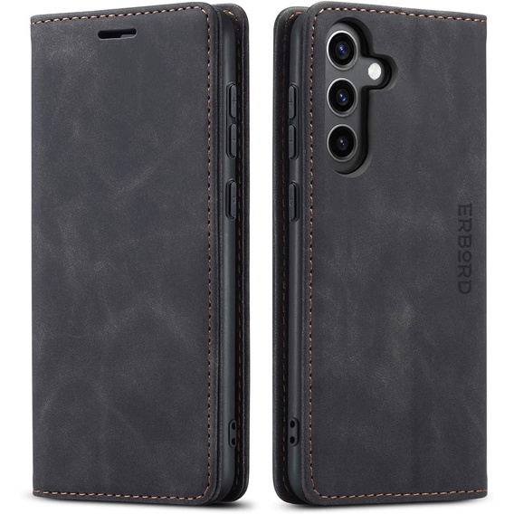 Case for Samsung Galaxy A16, ERBORD Vintage, wallet with flap, black