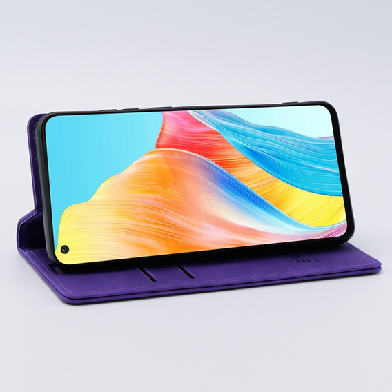 Etui do Oppo A78 4G, ERBORD Vintage portfel z klapką, fioletowe