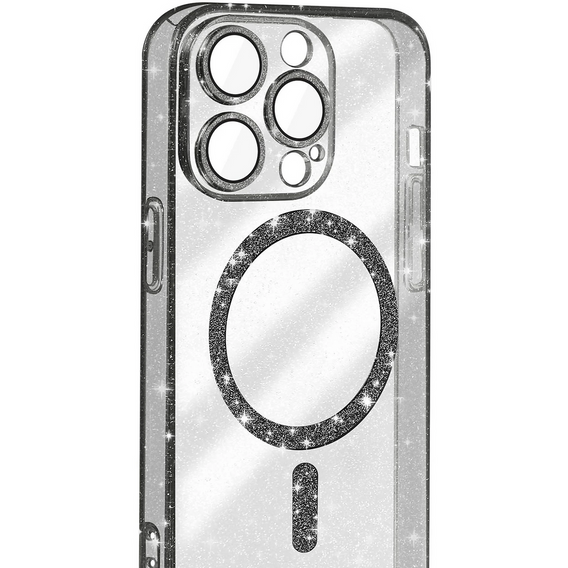 Etui do iPhone 16 Pro Max, ERBORD Glitter MagSafe, czarne + Szkło na ekran