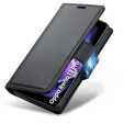 Case for Oppo Reno 13 Pro, ERBORD Glossy Litchi, wallet with flap, black