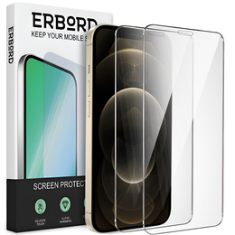 2x Szkło Hartowane do iPhone 12 Pro Max, ERBORD 9H Hard Glass, szybka