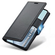 Case for Realme 14 Pro+ 5G, ERBORD Glossy Litchi, wallet with flap, black
