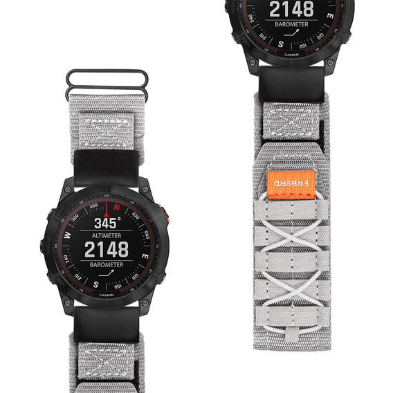 Pasek Nylonowy ERBORD Runner Quickfit do Garmin Fenix 5X/6X/6X PRO/7X, Szary