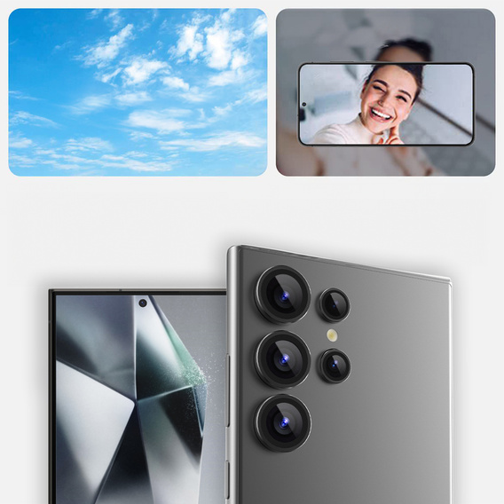 2x Szkło na aparat ERBORD OPTIK Pro do Samsung Galaxy S24 Ultra, czarne