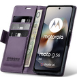 Etui do Motorola Moto G56 5G, ERBORD Glossy Litchi, portfel z klapką, fioletowe