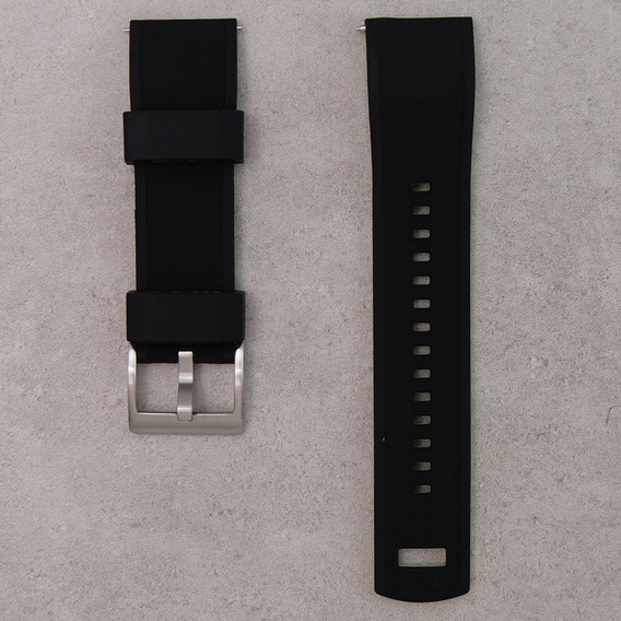 Pasek Silikonowy ERBORD Uniwersalny 22mm, Dual Color, czarny / limonkowy / srebrna klamra