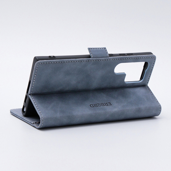 Case for Samsung Galaxy S23 Ultra, ERBORD Vintage, wallet with flap, green