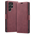 Case for Samsung Galaxy S23 Ultra, ERBORD Vintage, wallet with flap, red