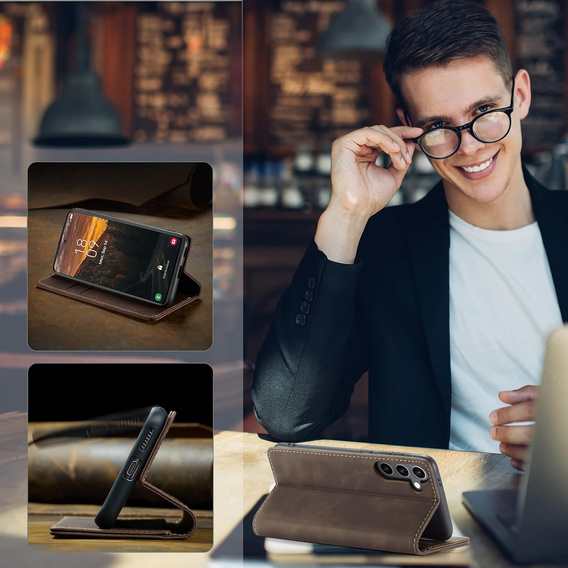 Case for Samsung Galaxy A16, ERBORD Vintage, wallet with flap, coffee