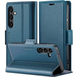 Case for Samsung Galaxy A25 5G, ERBORD Glossy Litchi, wallet with flap, blue