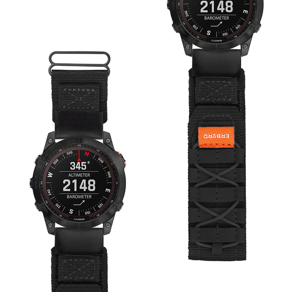 Pasek Nylonowy ERBORD Runner Quickfit do Garmin Fenix 5/6/6 PRO/7 Forerunner 965/955/945, Czarny