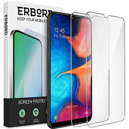 2x Tempered Glass for Samsung Galaxy A20E, ERBORD 9H Hard Glass for phone screen