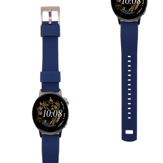 Pasek Silikonowy ERBORD Uniwersalny 20mm, Dual Color, niebieski / srebrna klamra