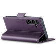 Case for Samsung Galaxy S24, ERBORD Glossy Litchi, wallet with flap, purple