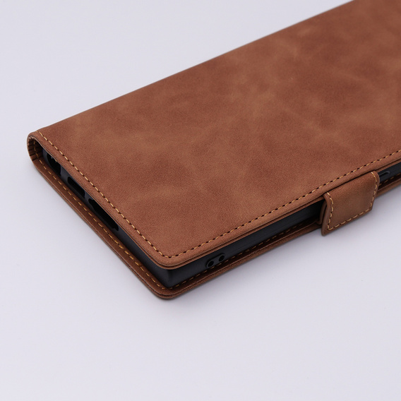 Case for Samsung Galaxy S24 Ultra, ERBORD Vintage, wallet with flap, brown