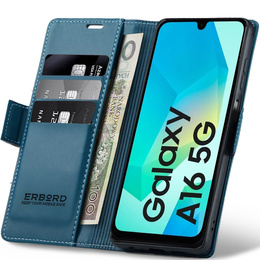 Etui do Samsung Galaxy A16 / A16 5G, ERBORD Glossy Litchi, portfel z klapką, niebieskie