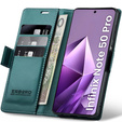 Etui do Infinix Note 50 Pro, ERBORD Glossy Litchi, portfel z klapką, zielone