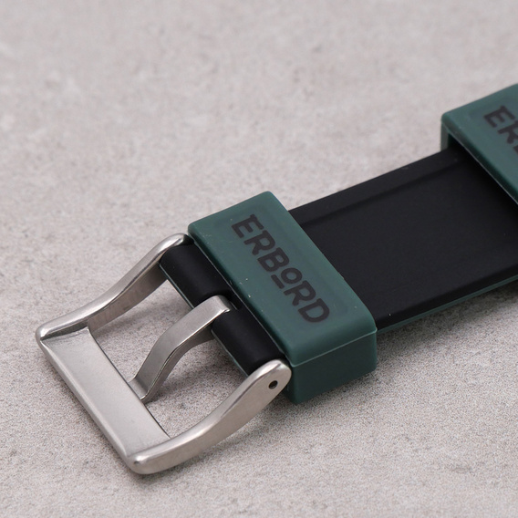 Pasek Silikonowy ERBORD Uniwersalny 22mm, Dual Color, Zielony / czarny / srebrna klamra