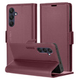 Case for Samsung Galaxy S24 FE, ERBORD Glossy Litchi, wallet with flap, red