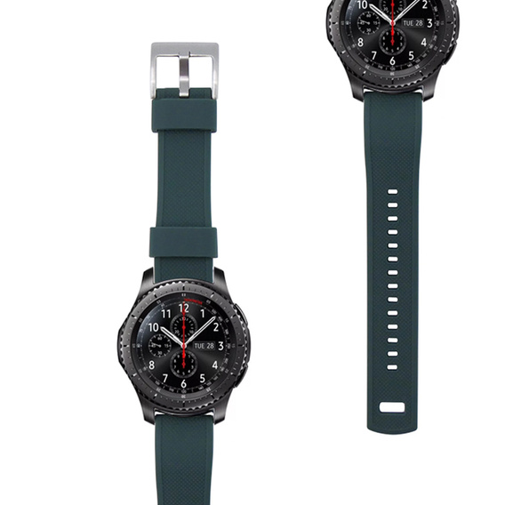 Pasek Silikonowy ERBORD Uniwersalny 22mm, Dual Color, Zielony / czarny / srebrna klamra