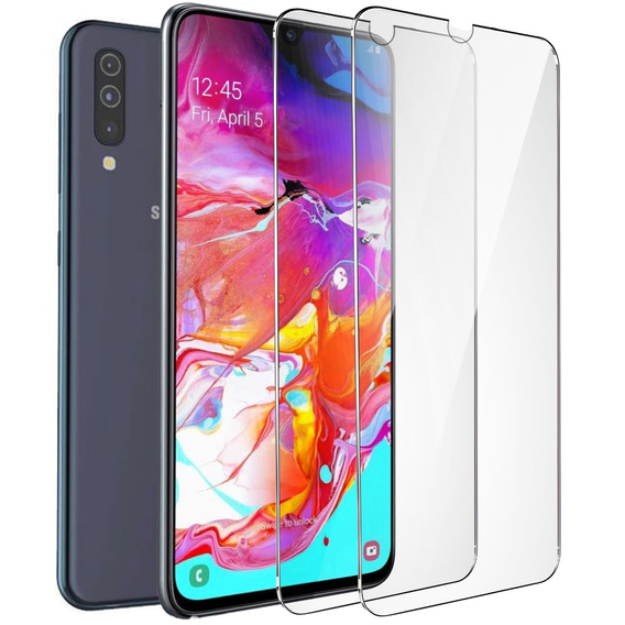 2x Tempered Glass for Samsung Galaxy A70, ERBORD 9H Hard Glass for phone screen