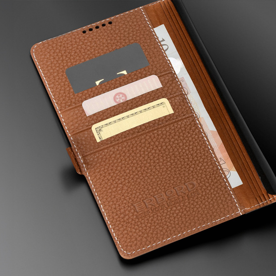 Leather case for Samsung Galaxy S24 Ultra, ERBORD LeatherWallet, brown