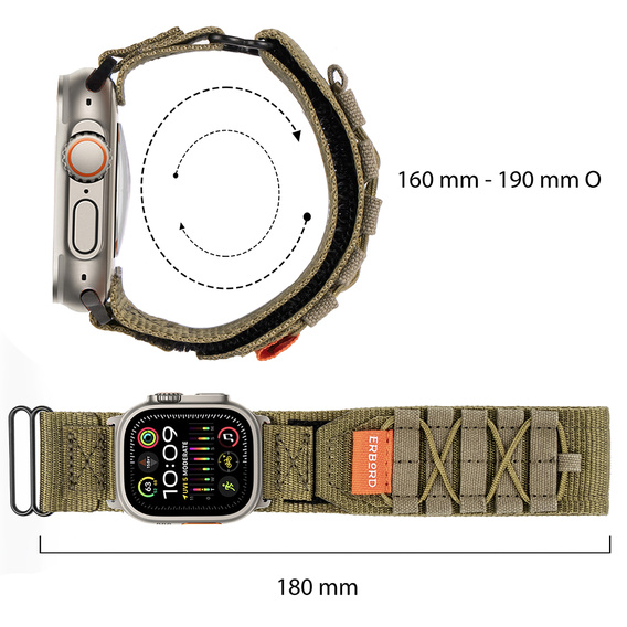 ERBORD Runner Nylon Strap for Apple Watch 1/2/3/4/5/6/7/8/9/SE/ULTRA/ULTRA 2 42/44/45/49MM