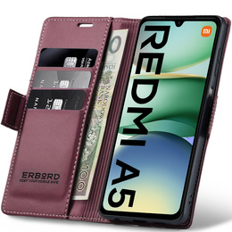 Etui do Xiaomi Redmi A5, ERBORD Glossy Litchi, portfel z klapką, czerwone