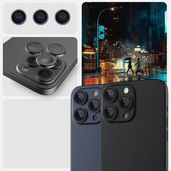 2x ERBORD OPTIK Pro Camera Tempered Glass for iPhone 16 Pro/16 Pro Max / 15 Pro/15 Pro Max/14 Pro/14 Pro Max, black