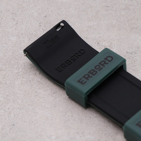 Pasek Silikonowy ERBORD Uniwersalny 22mm, Dual Color, Zielony / czarny / srebrna klamra