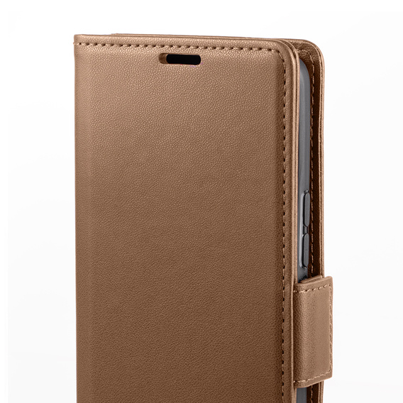 Case for Xiaomi Redmi Note 13 Pro+, ERBORD Glossy Litchi, wallet with flap, brown