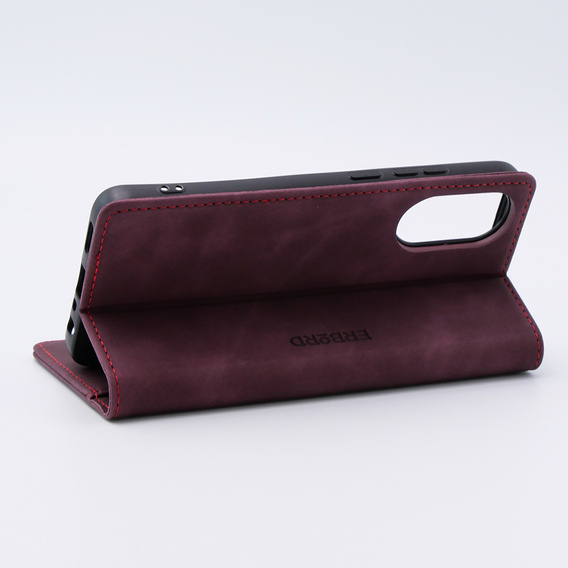 Case for Oppo A78 4G, ERBORD Vintage, wallet with flap, red
