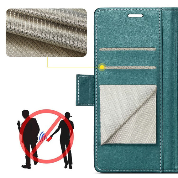 Case for Oppo Reno 13F / Oppo Reno 13FS, ERBORD Glossy Litchi, wallet with flap, green