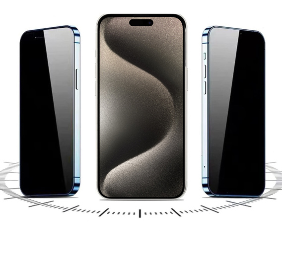 2x Szkło Hartowane prywatyzujące do iPhone 15 Pro Max, ERBORD 9H Easy App Anti-Peep