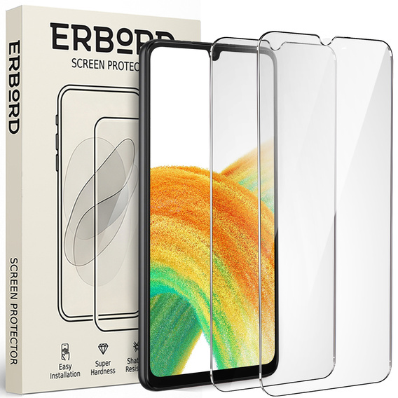 2x Szkło Hartowane do Samsung Galaxy A33 5G, ERBORD 9H Hard Glass, szybka