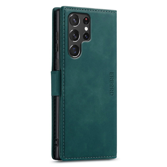 Case for Samsung Galaxy S24 Ultra, ERBORD Vintage, wallet with flap, green