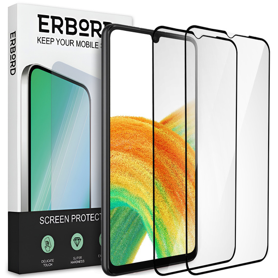 2x Szkło Hartowane do Samsung Galaxy A33 5G, ERBORD 3D pełne, szybka na cały ekran