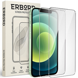 2x Tempered Glass for iPhone 12 Mini, ERBORD 9H Hard Glass for phone screen