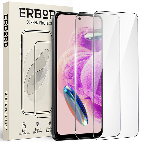 2x Szkło Hartowane do Xiaomi Redmi Note 12S, ERBORD 9H Hard Glass, szybka