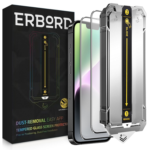 2x Tempered Glass for iPhone 13 Pro Max / 14 Plus, ERBORD Easy App Full Screen Protector