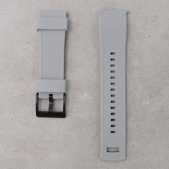 ERBORD Universal Silicone Strap 22mm, Dual Color, grey / black / black buckle