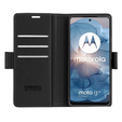 Case for Motorola Moto G24 Power, ERBORD Glossy Litchi, wallet with flap, black