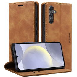 Case for Samsung Galaxy S24, ERBORD Vintage, wallet with flap, brown